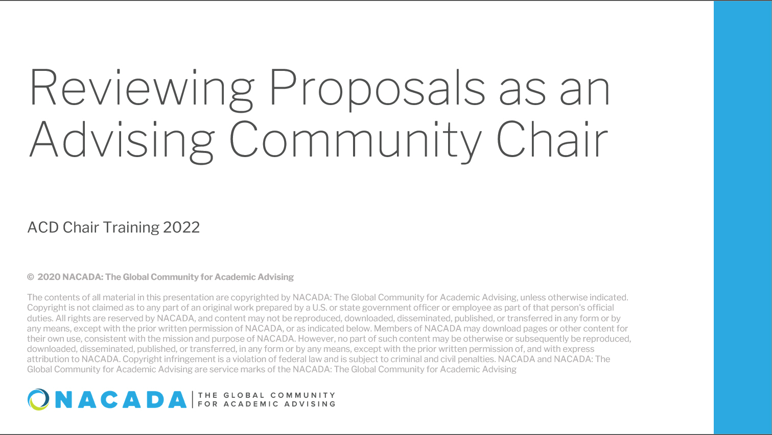 ACD Conference Proposal Training 3/10/2022 2:00 PM CT